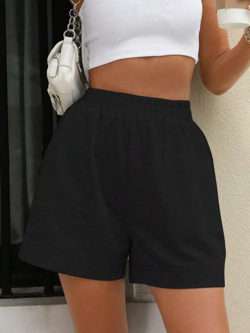 Polished Elastic Waist Shorts