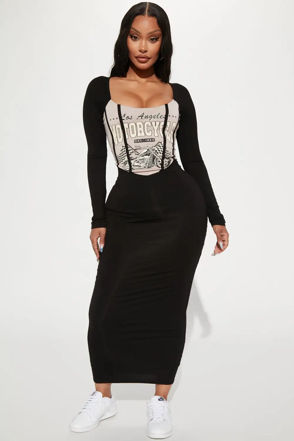 Motor Speed Midi Dress - Taupe/combo