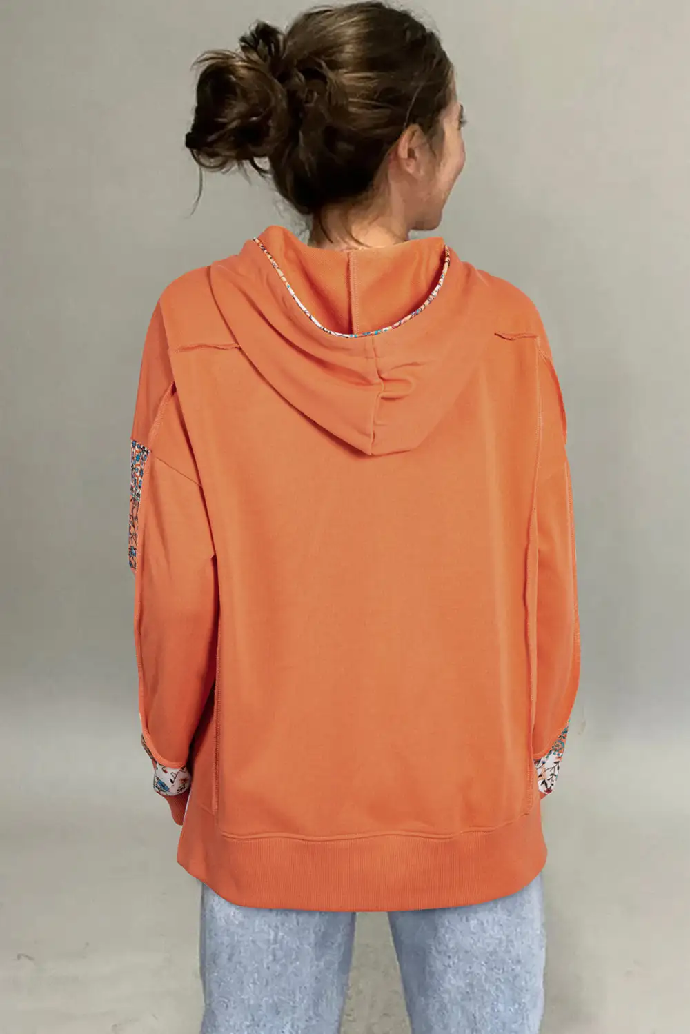 Floral Patchwork Side Slit Hoodie