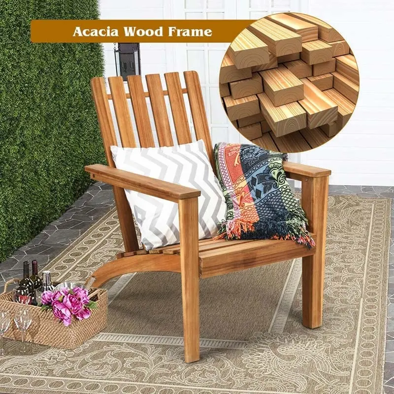 Outdoor Patio Acacia Wood Adirondack Lounge Chair