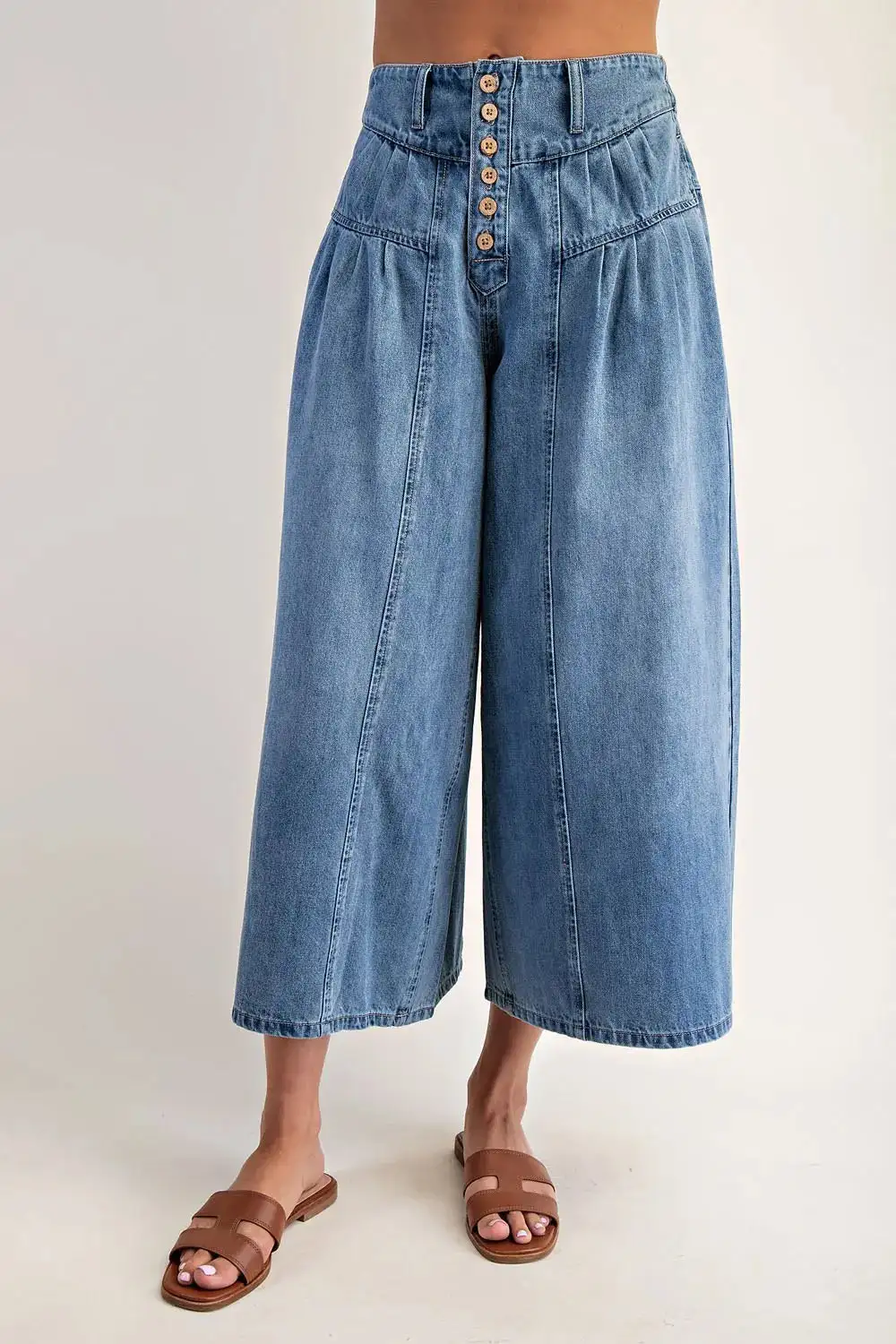Easy Denim Culotte Pants