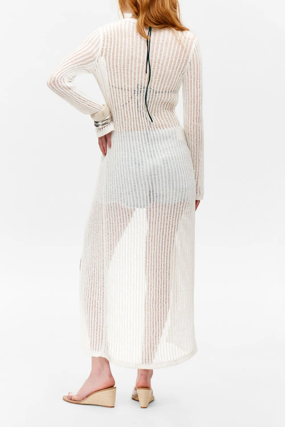 Hollow V-Neck Long Cardigan