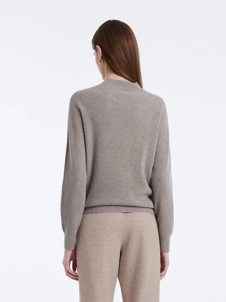 Cashmere Seamless Mock Neck Women Sweater