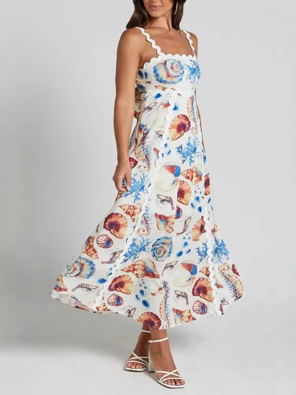 Clean Line Printed Midi Dress