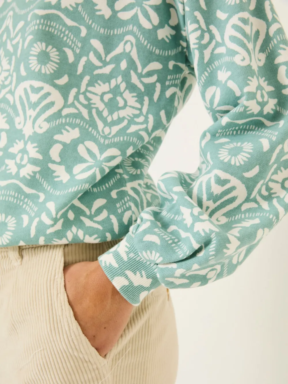 Jade Green Alex Geo Print Crew Sweatshirt