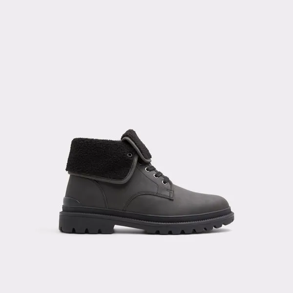 Black Suede Low Heel Lace-Up Men's Boots