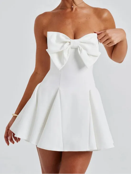 Strapless Bow Elegant Sweet Mini Dress