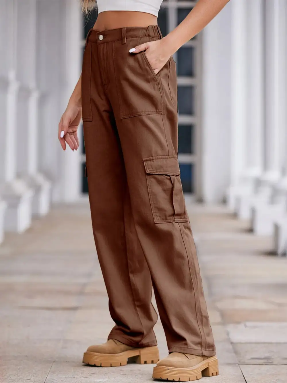 High Waist Cargo Jeans