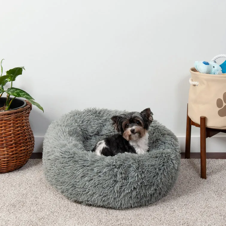 Calming Cuddler Long Fur Donut Bed