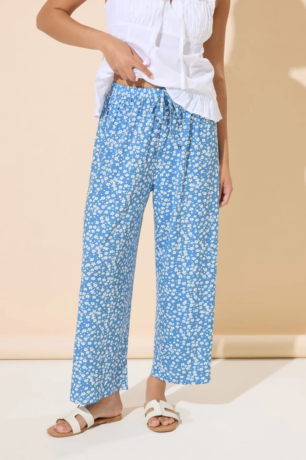 Casual Floral Drawstring Elastic Waist Women's Trousers