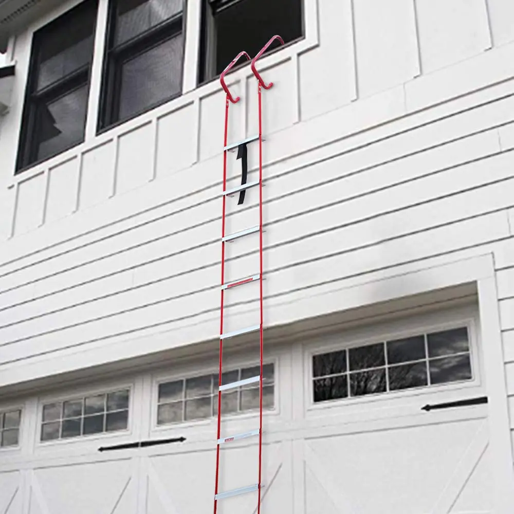 Fire Escape Ladder 15 Ft Portable Anti-Skid Emergency 2 Story Ladder Easy to Store