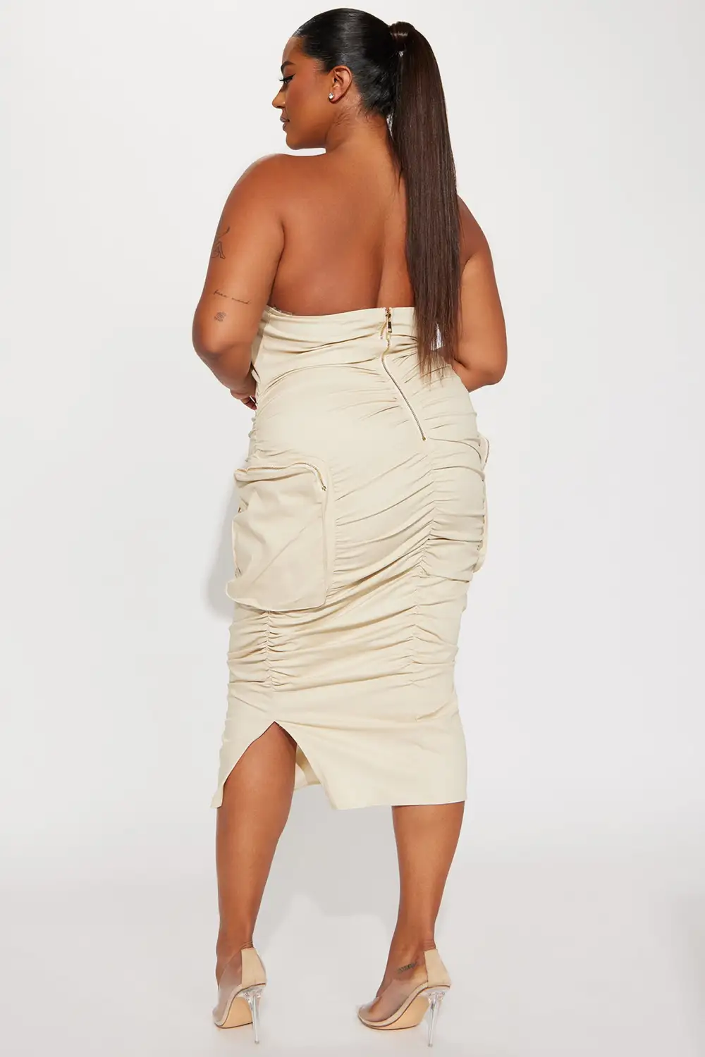 Camila Cargo Midi Dress - Beige
