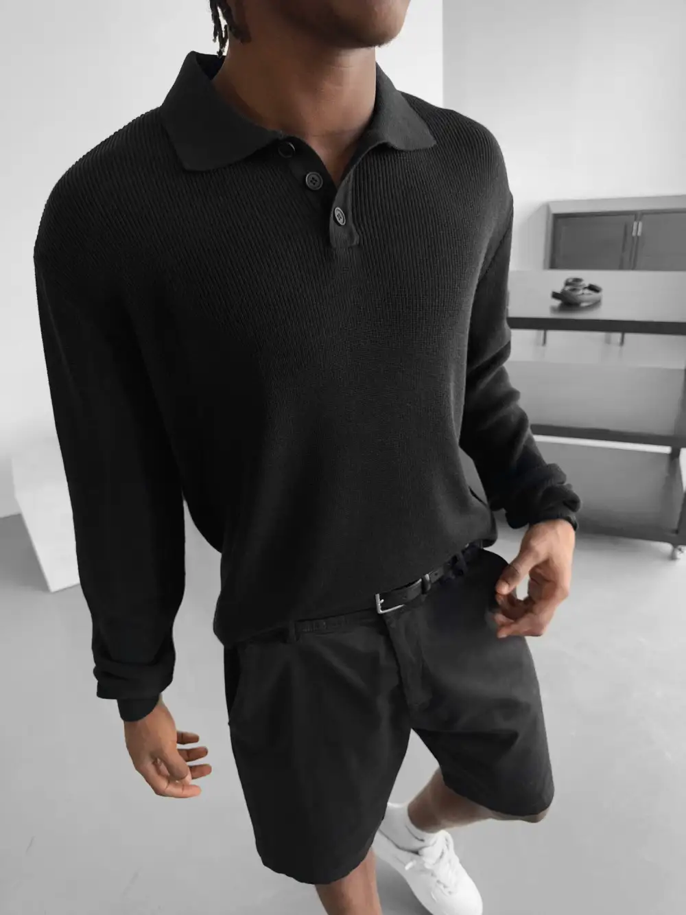 Modern Knit Polo Collar Sweater