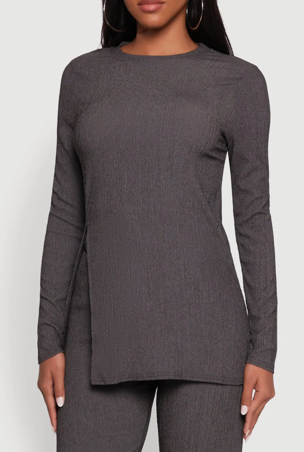Side Slit Long Sleeved Shirt