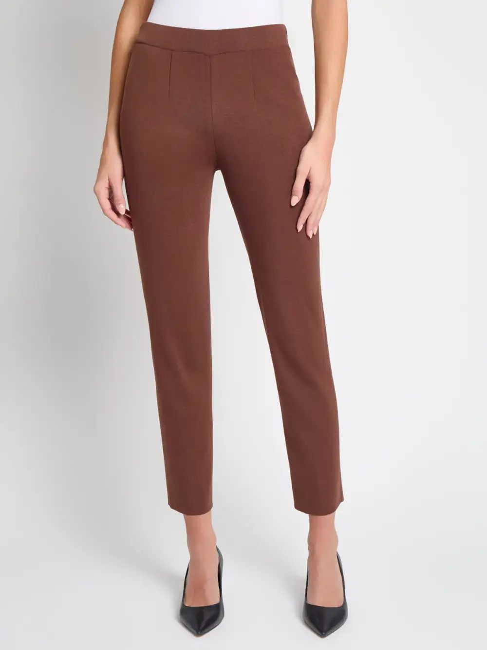 Solid Color Mid Waist Pants