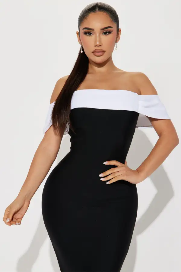 Tessa Bandage Midi Dress - Black