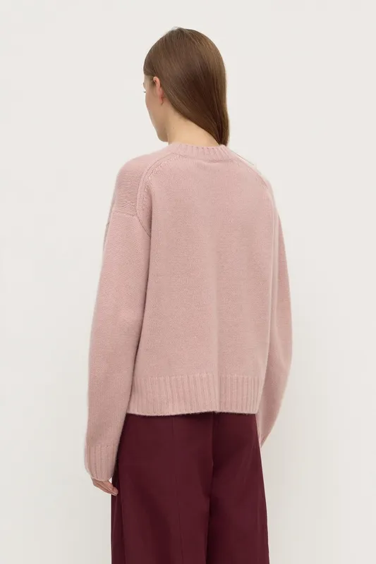 Blush Cashmere Crew-Neck Knit Sweater