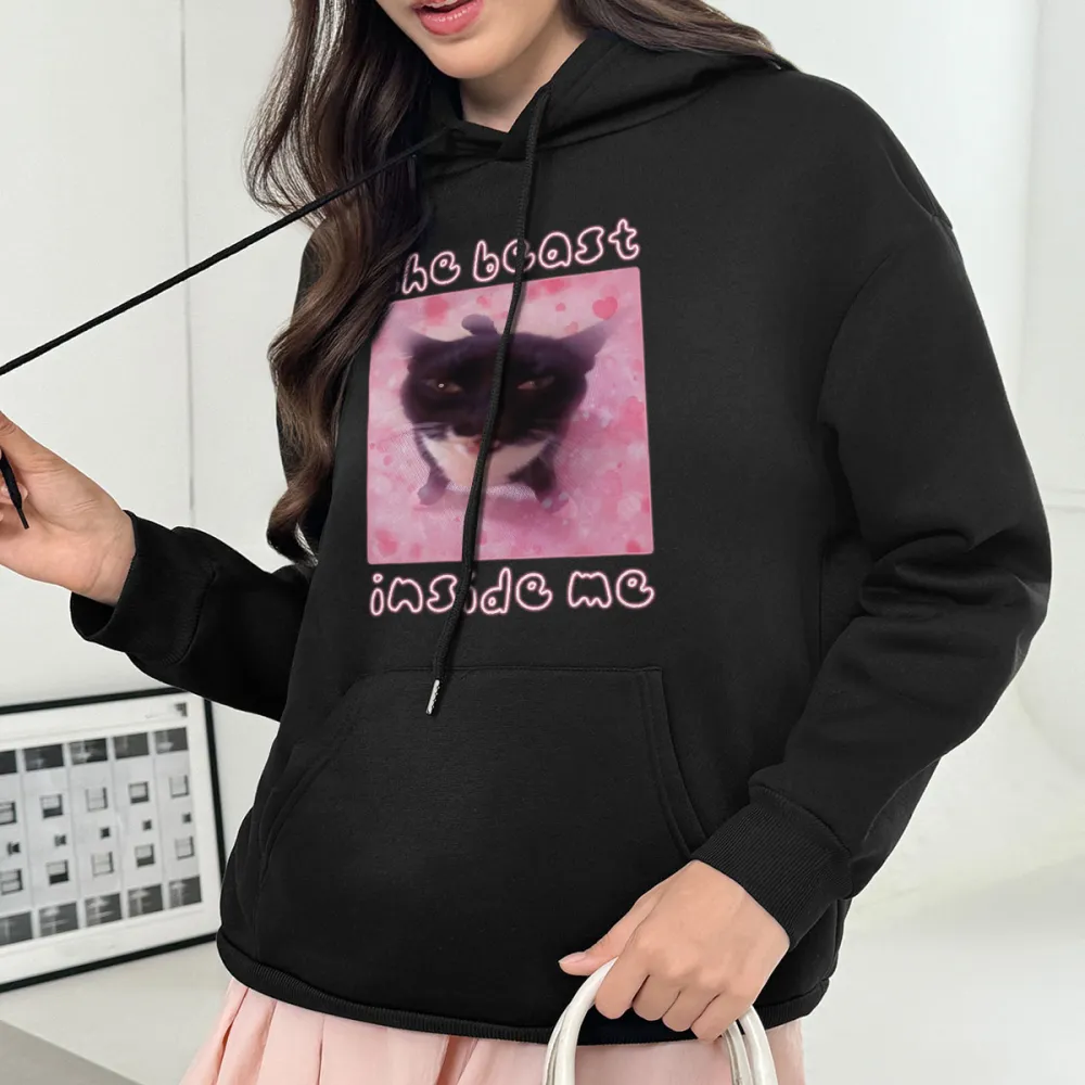 THE BEAST INSIDE ME PATTERN PRINTED HOODIE