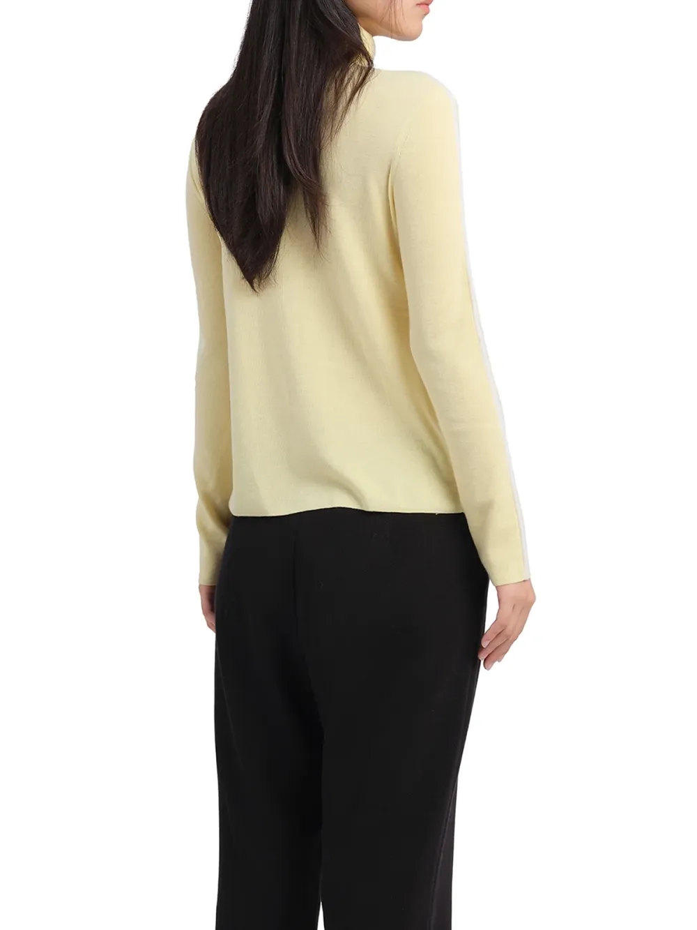 Contrast - Trimmed Turtle Neck Knit Top