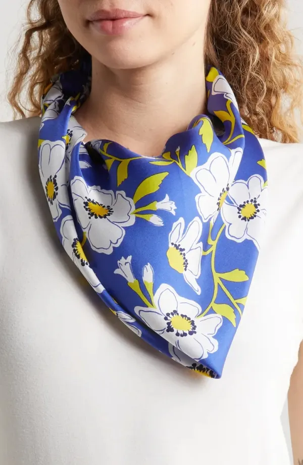 SUNSHINE FLORAL SILK SQUARE SCARF