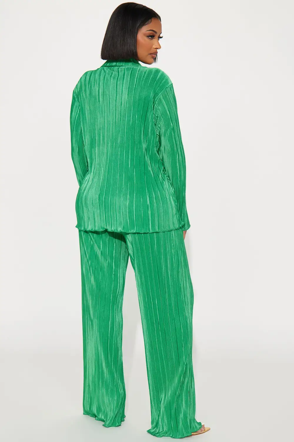 If It Plisse You Pant Set - Kelly Green