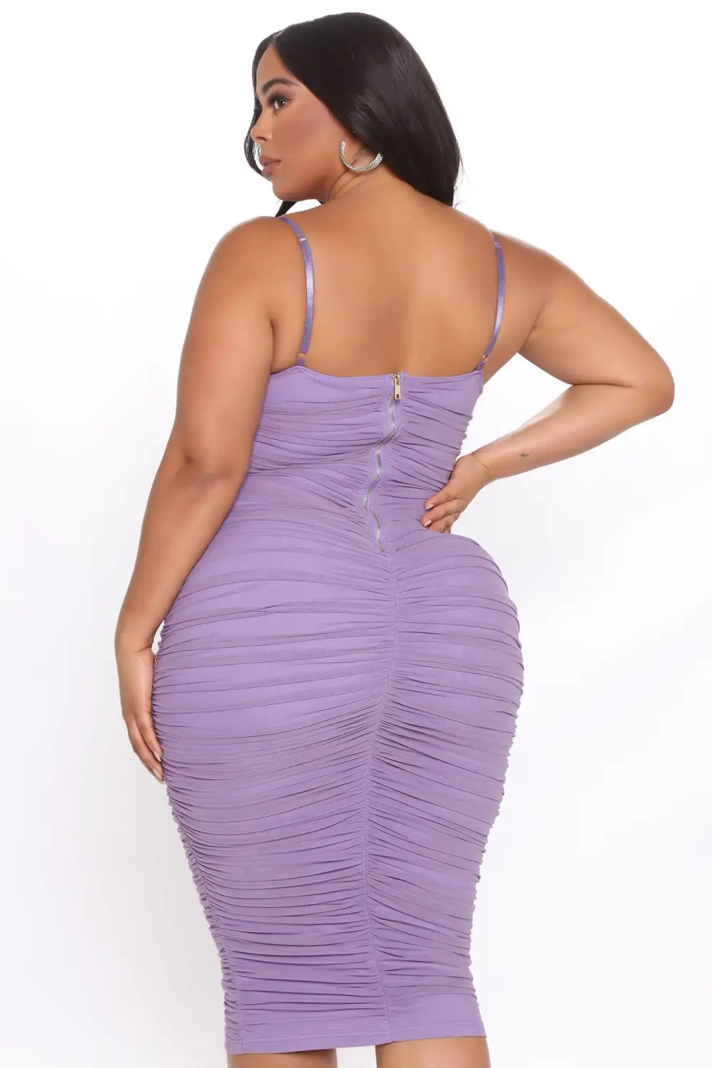 Need You In My Life Ruched Midi Dress - Lavender