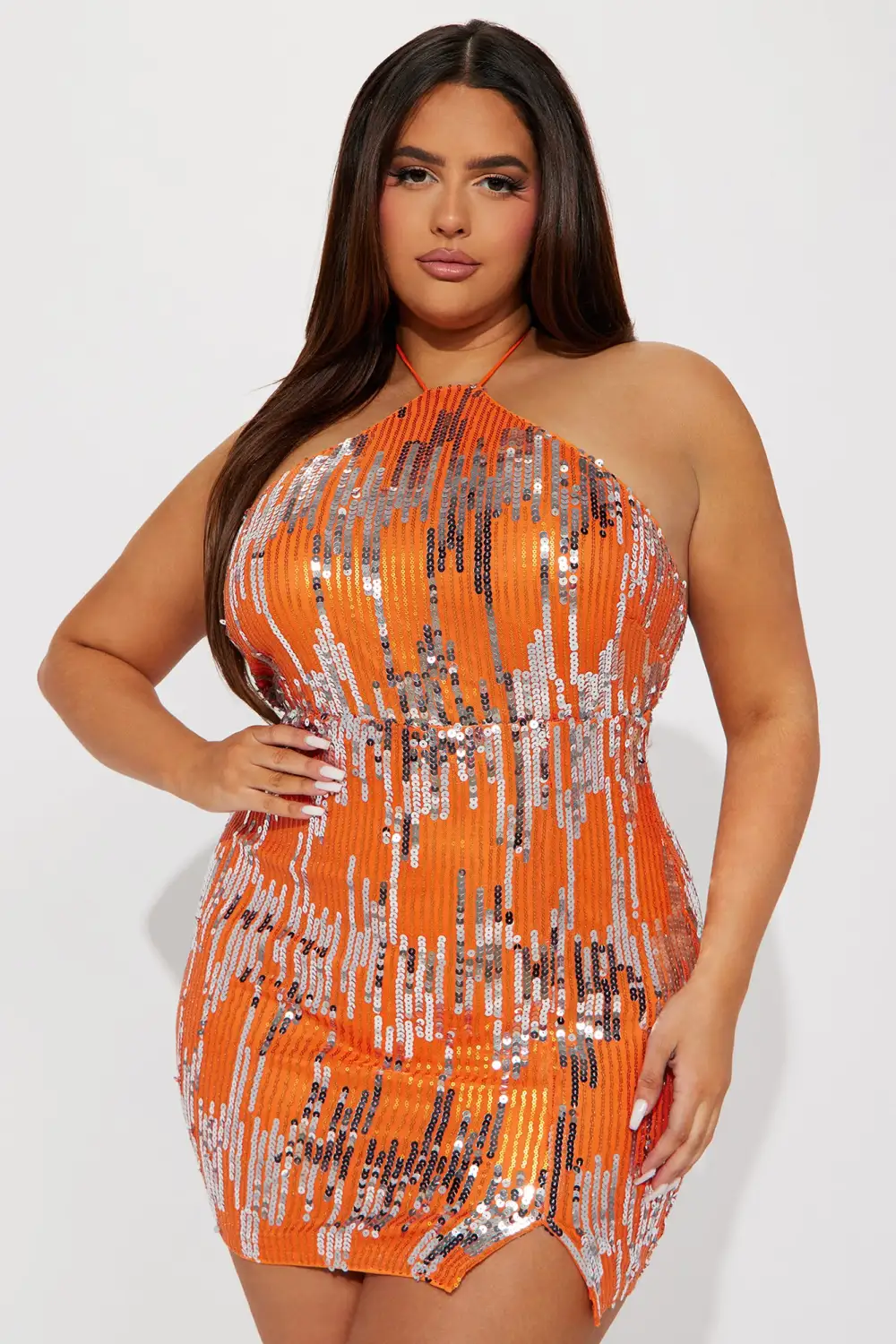 Gabrielle Sequin Mini Dress - Orange