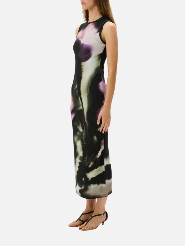 Slit Back Crew Neck Sleeveless Dress
