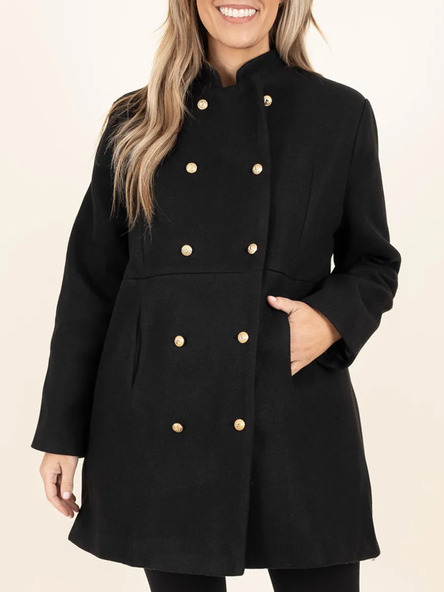 Black Double Breasted Split Design Jacket