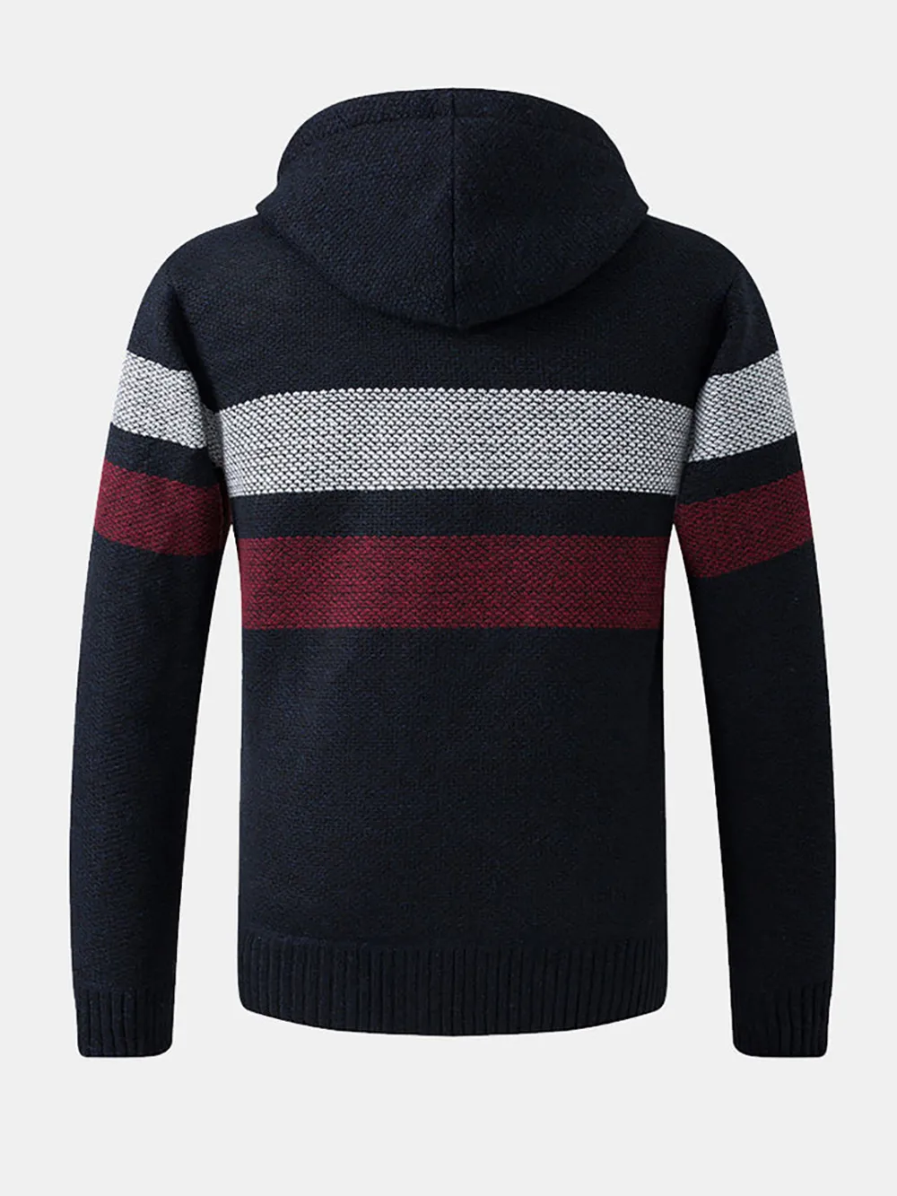 Striped Zip Up Hooded Cardigan