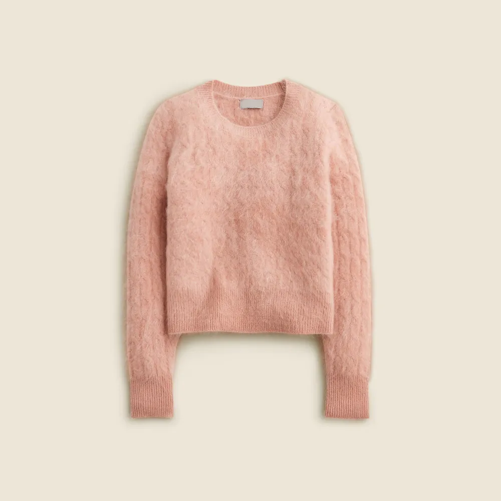 Brushed Cashmere Shrunken Crewneck Sweaters