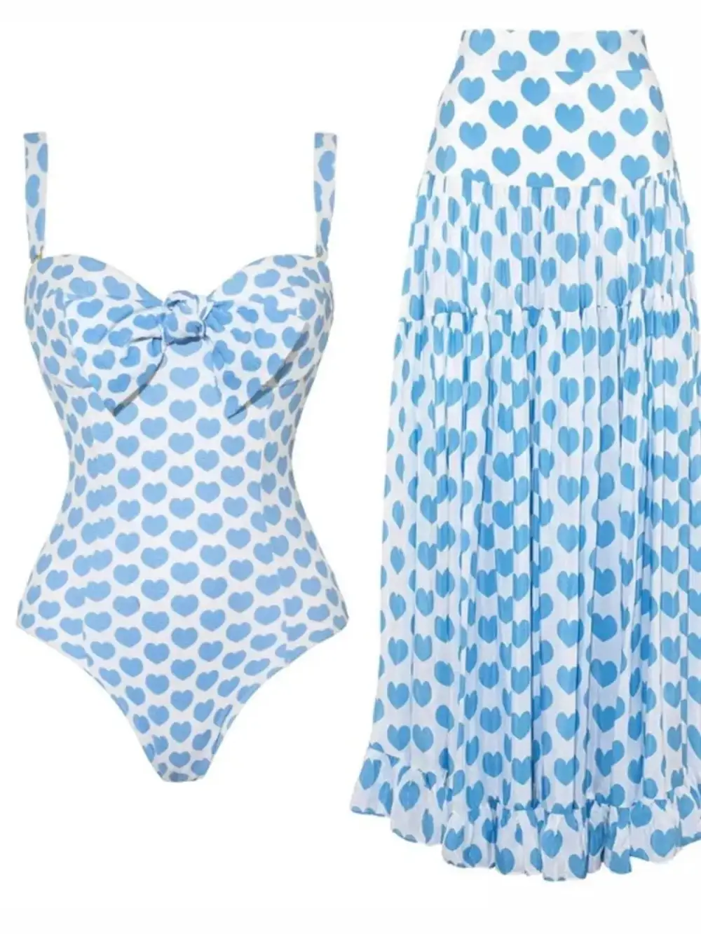 Natural Ruffle Trim Printed Detail Coordinated Set