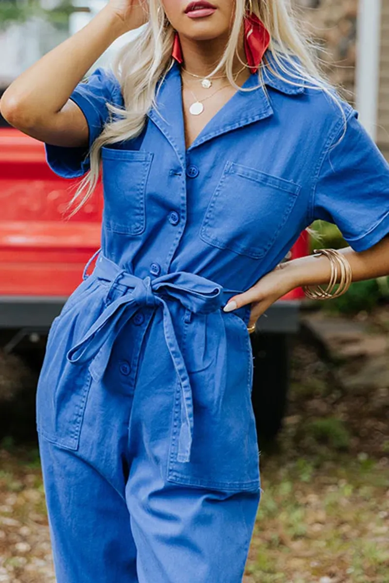 Fashion Workwear Style Pure Cotton Women's Jumpsuit