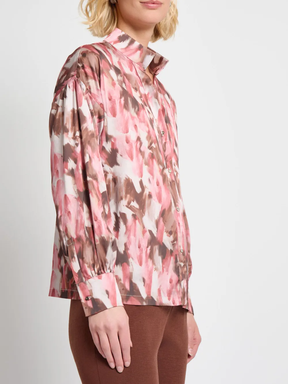 Stand Up Collar Printed Shirt