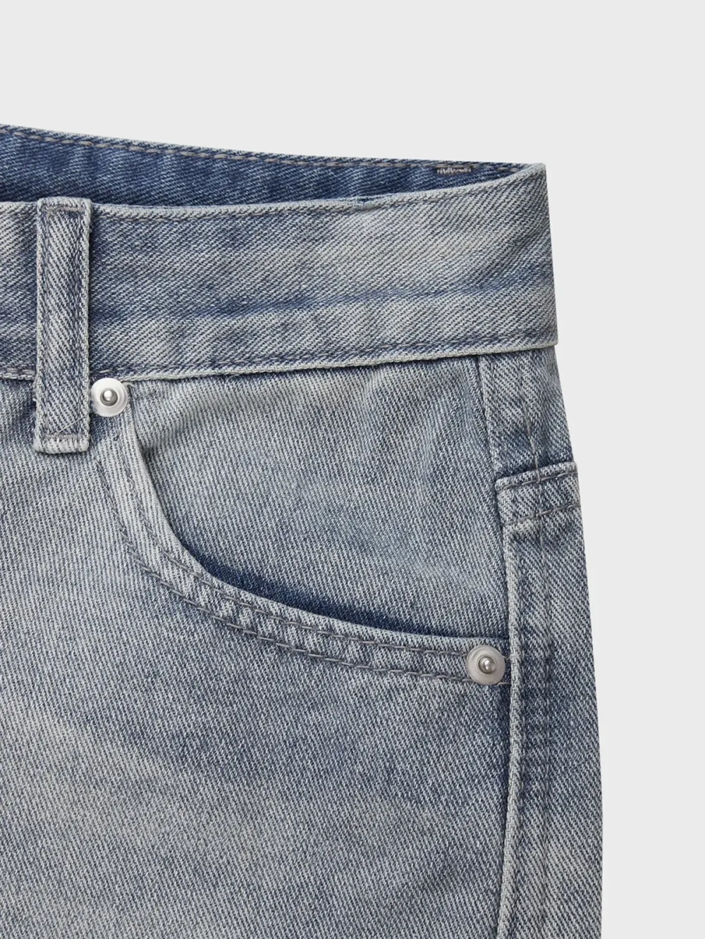 Denim Raw Edge Embroidery Star Straight Jeans