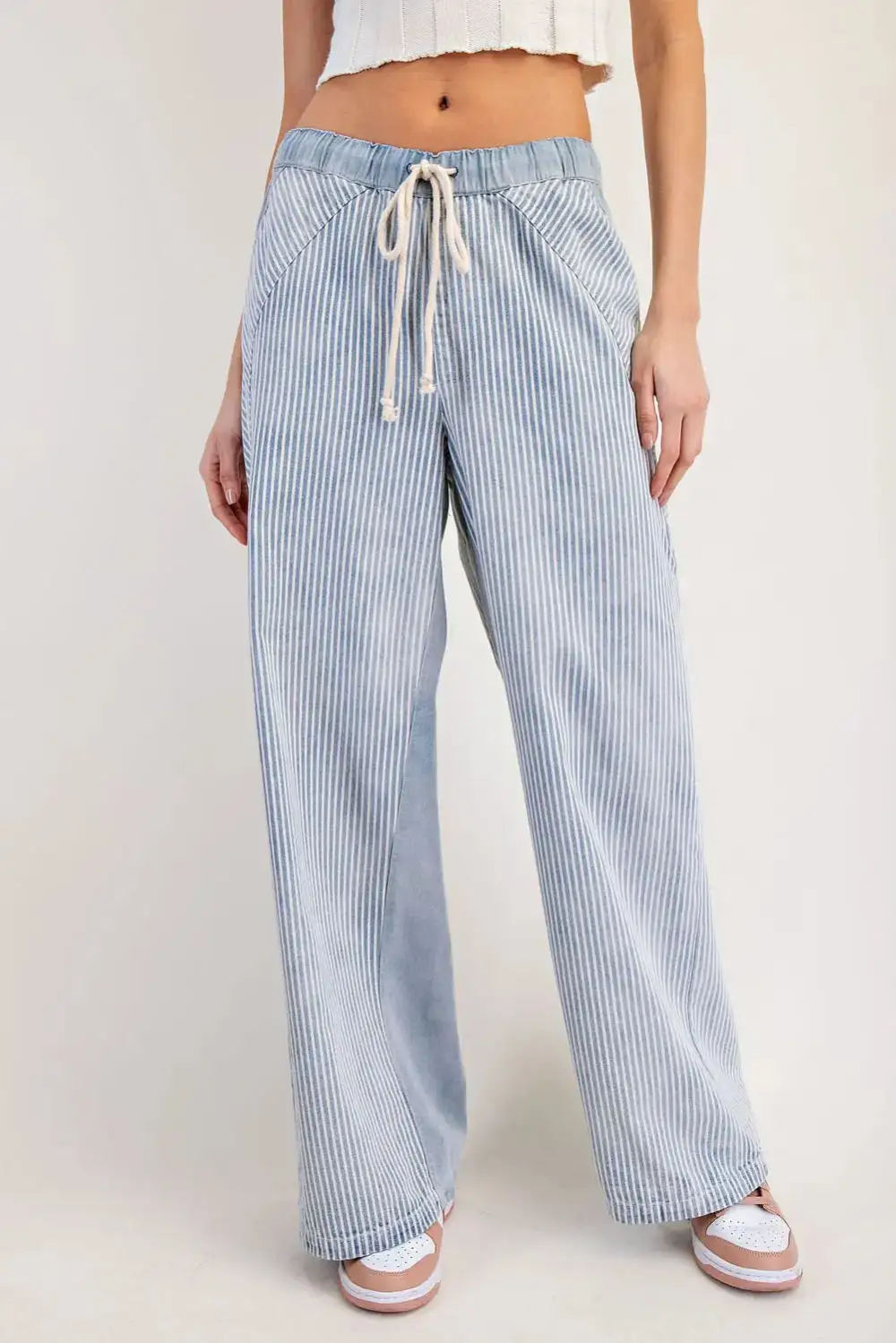Pinstripe Wide Leg Trousers
