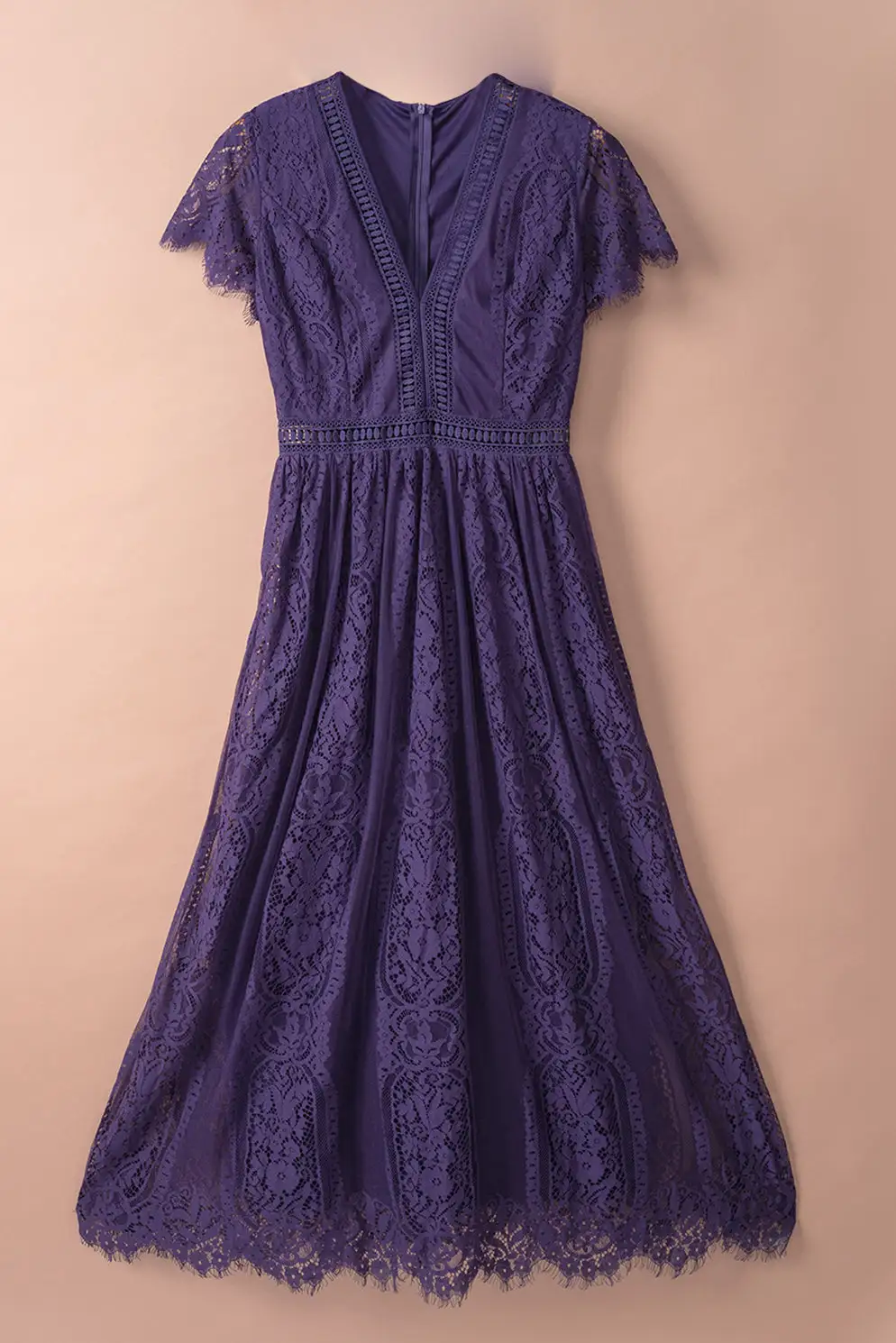 V-Neck Lace Maxi Dress