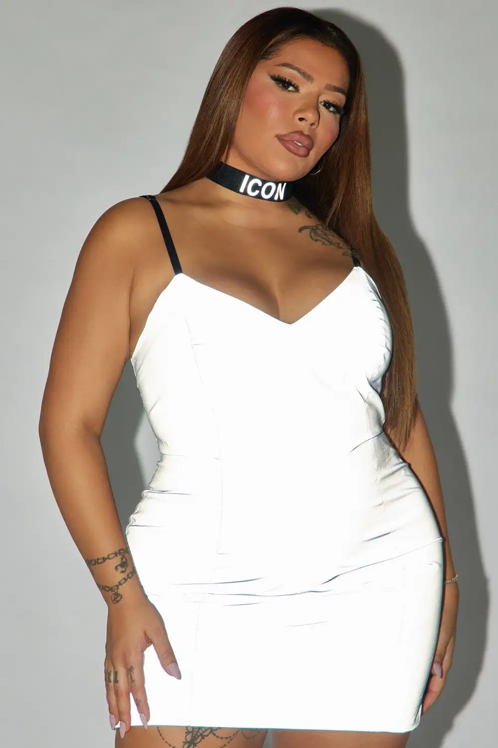 Iconic Reflective Mini Dress Set - Silver