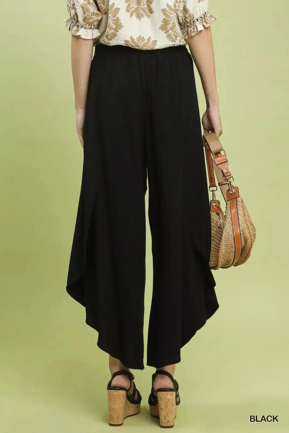 Flowy Asymmetrical Hem Wide Leg Pants