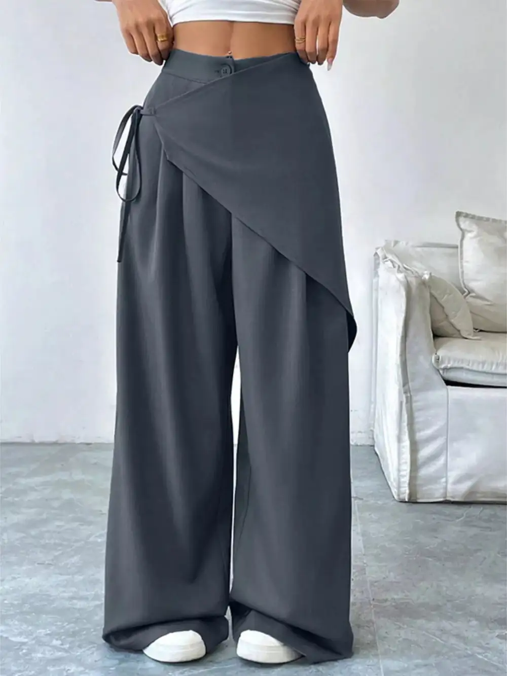 Asymmetrical Wrap Wide Leg Pants