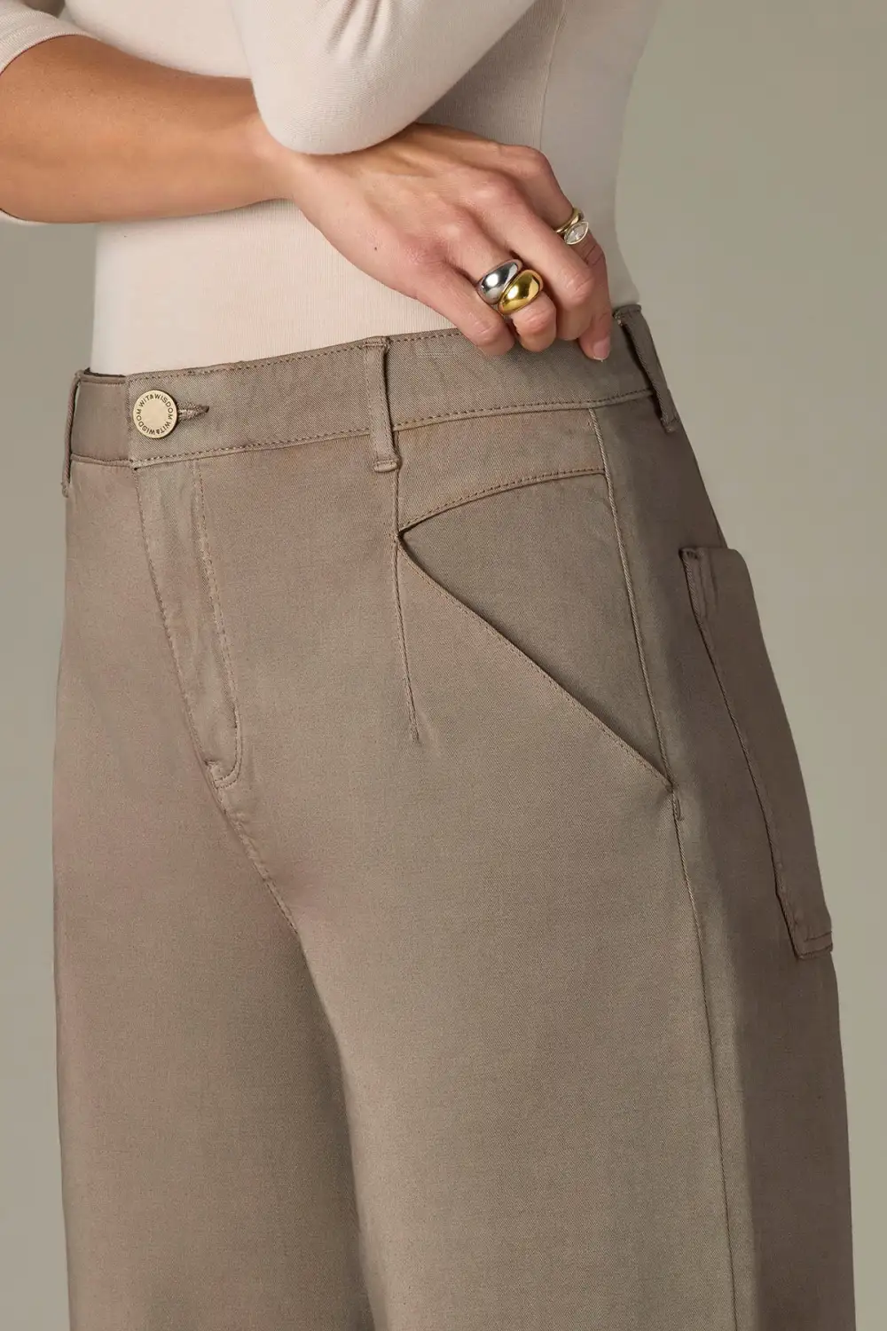 Petite V-Yoke Wide Leg Pants