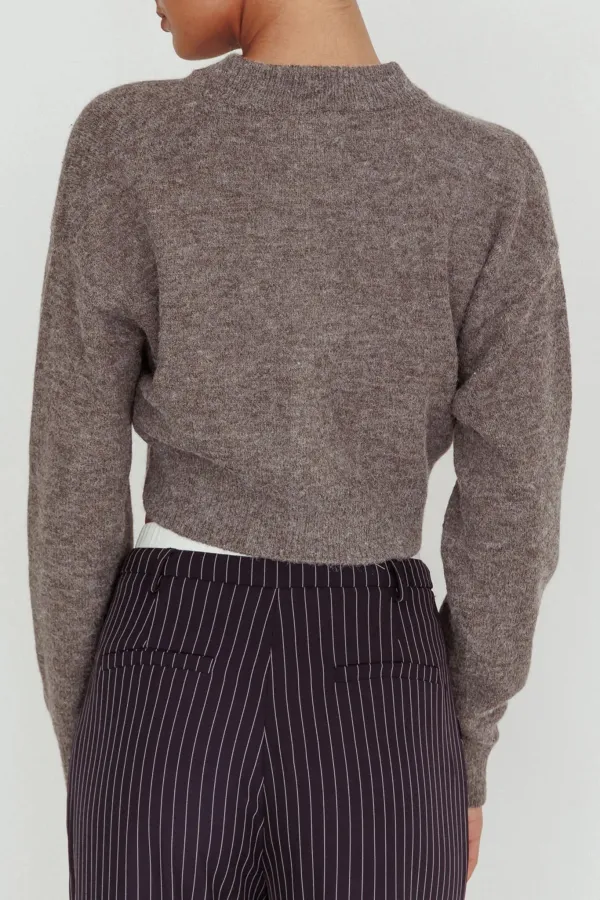 Cropped Drop Shoulder Button Cardigan
