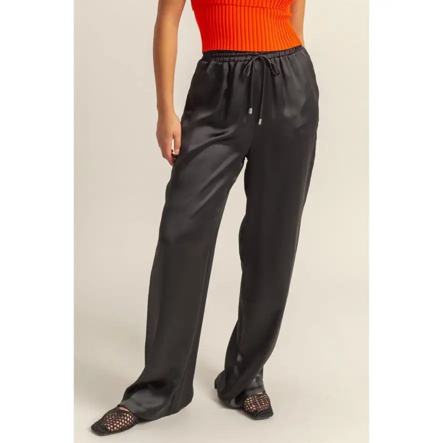 Roomy Drawstring Flowy Casual Pants