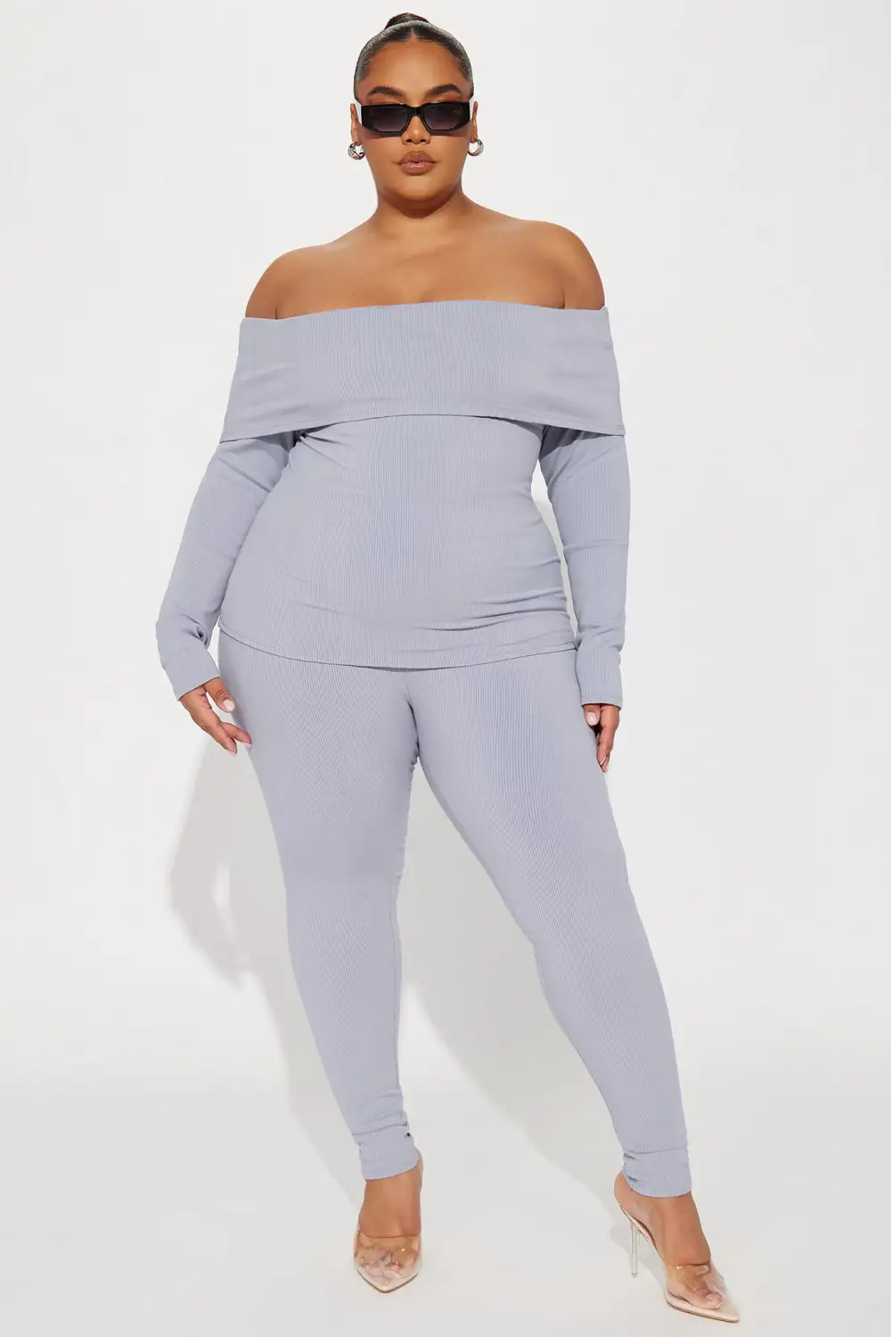 Shaila Snatched Pant Set - Slate Grey