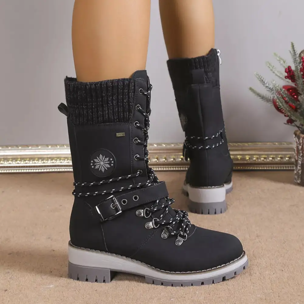 Modern Refined Lace-Up Block Heel Boots
