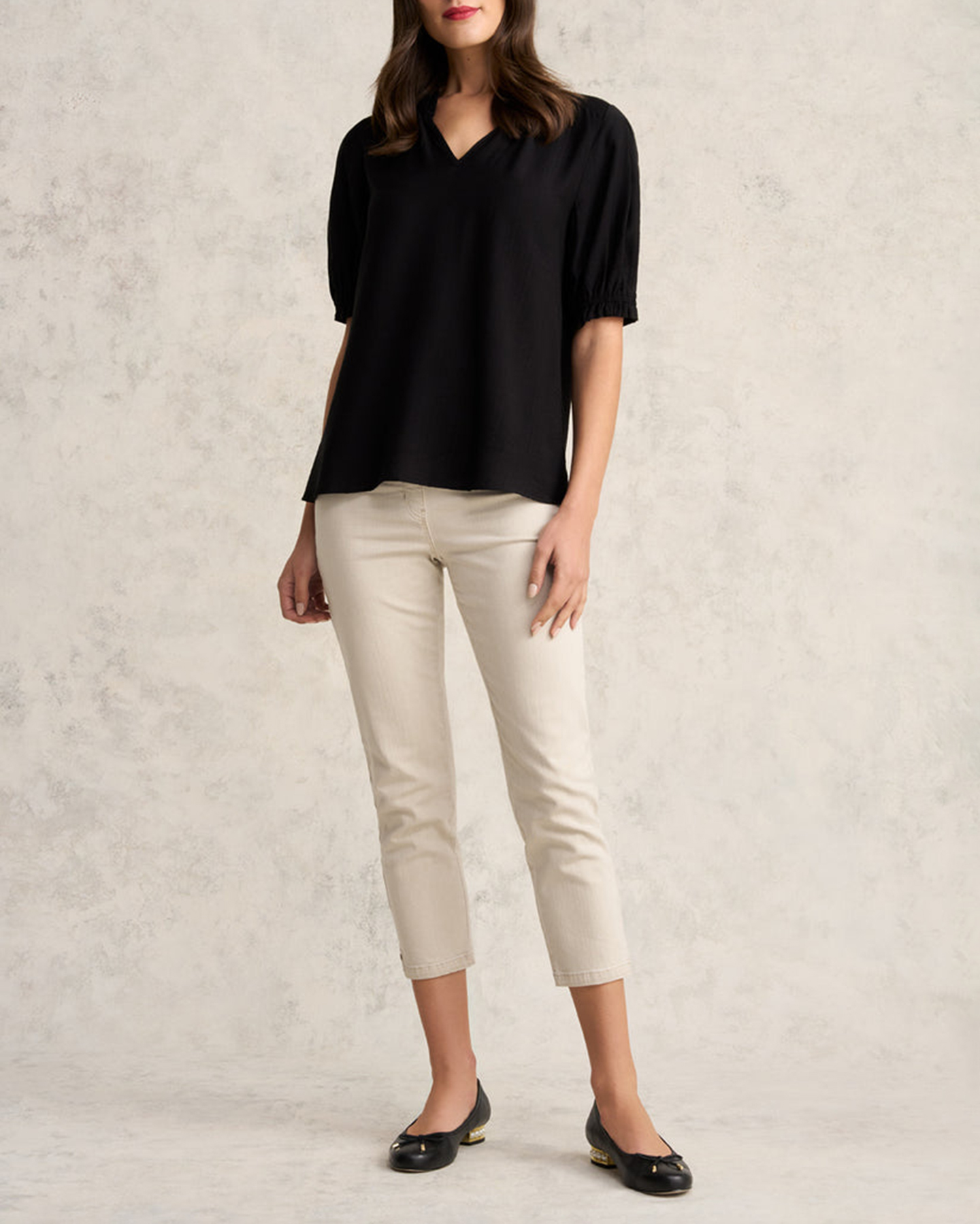 Puff Sleeve V Neck Blouse