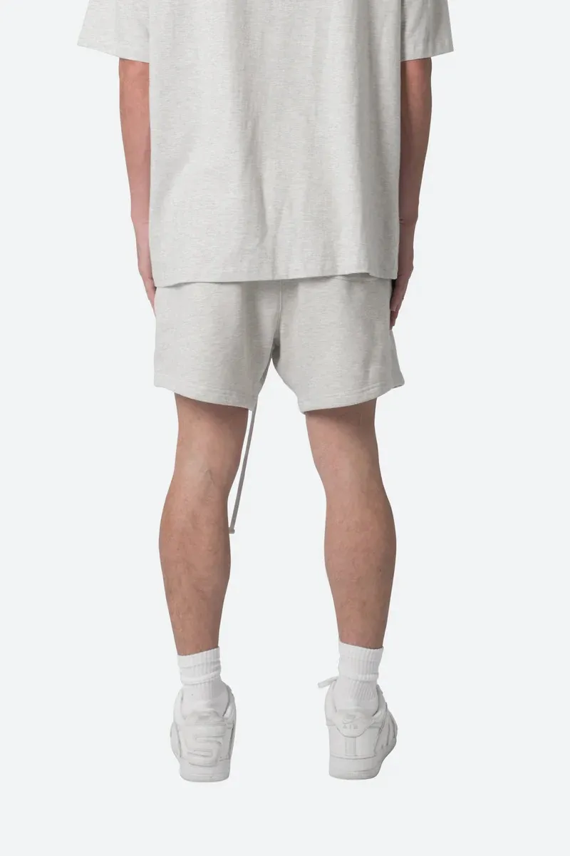 LIGHT GRAY ELASTIC WAIST SWEATSHORTS