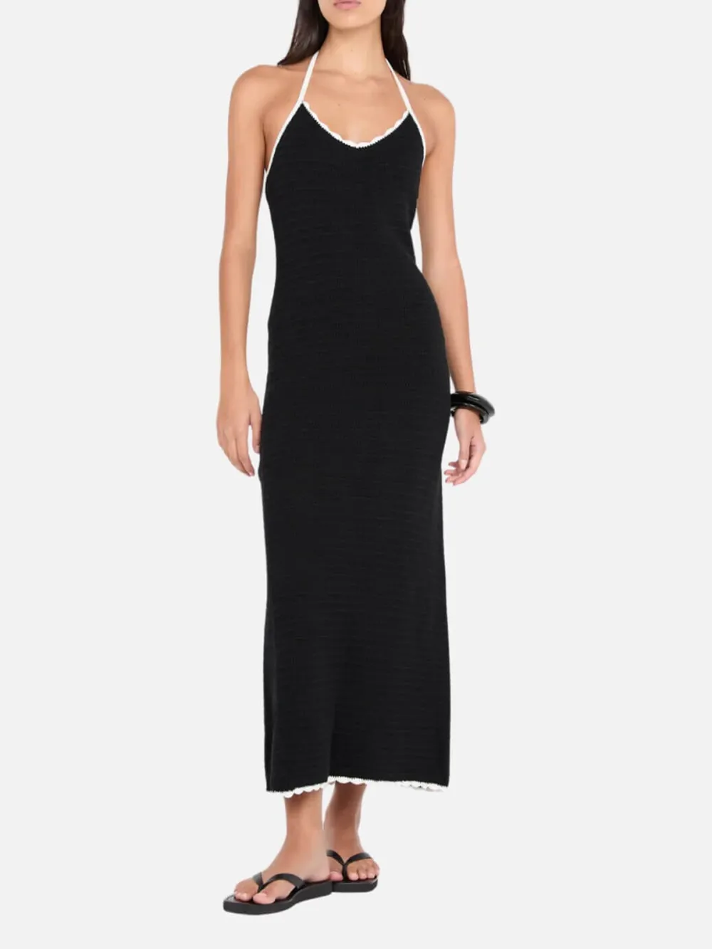Contrast Halter Neck Ankle Dress