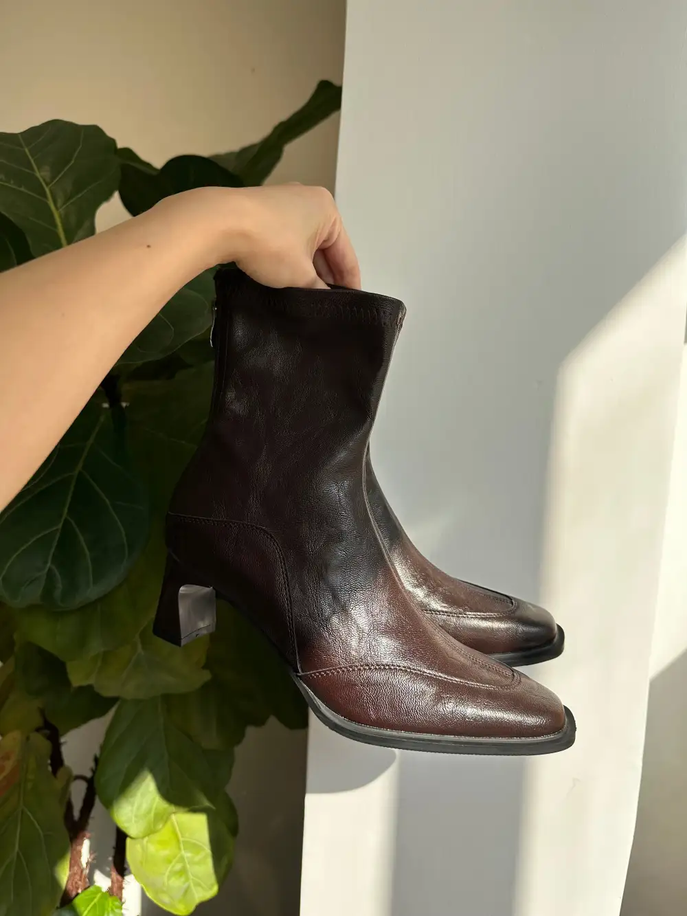 Lamb Leather Stitched Ankle Boots