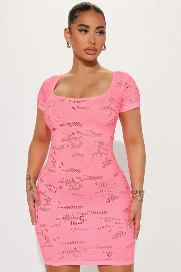 In Season Mini Dress - Neon Pink